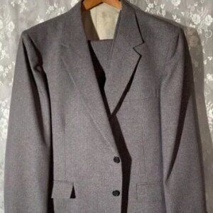 Vintage 70s 3 Piece Suit 1970s Polyester Gray Hipster Cool Anchor Man Size 44R